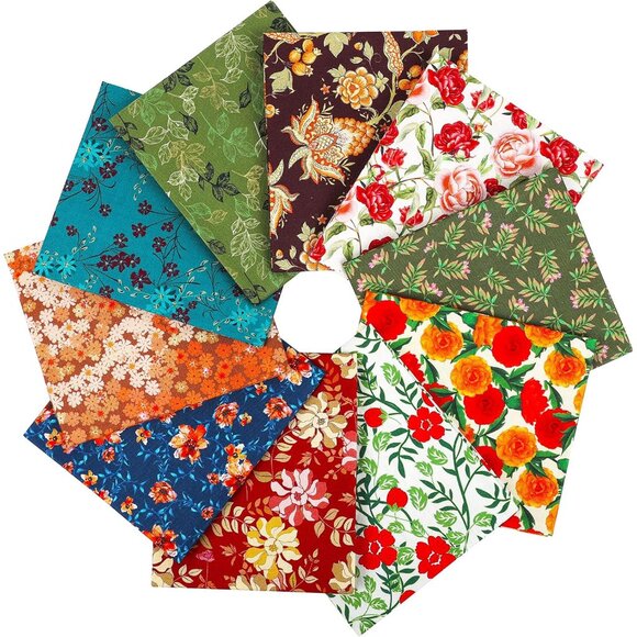 Other - 25 Options- 100% Cotton Quilting Fabric Bundles 10pcs Fat Quarters 18”x21”-Mediu